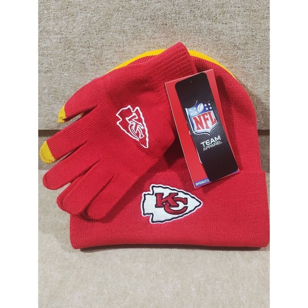 NFL Kansas City Chiefs Red Knit Beanie and Glove Set #I